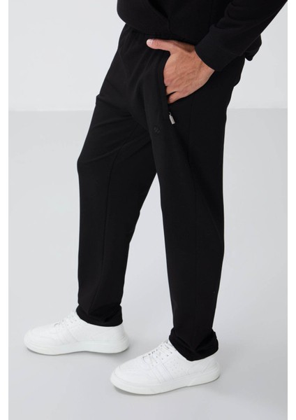 Fermuar Cepli Düz Paça Siyah Erkek Eşofman Altı T06ER-84669 modelleri