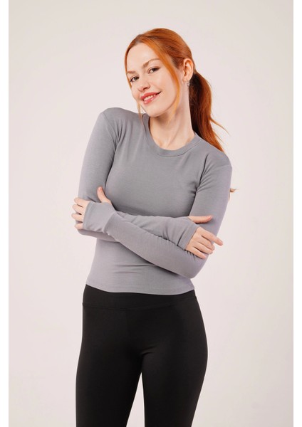Uzun Kollu Basic Gri Bluz modelleri