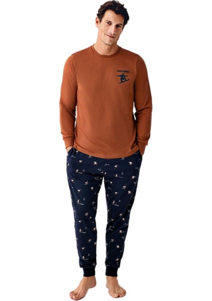 Erkek Kahve Pijama Takımı 3516-S