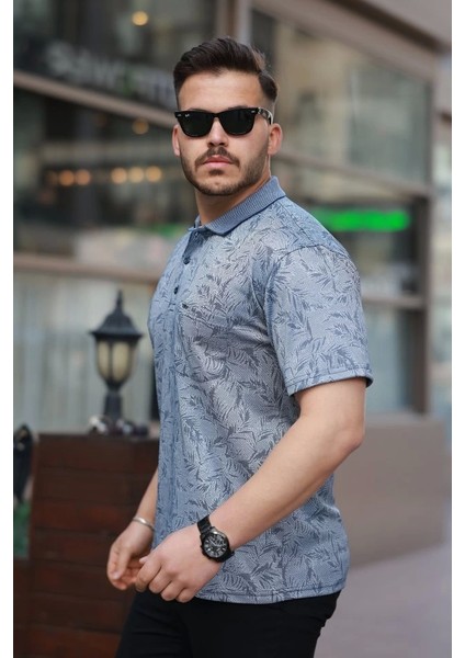 Erkek Yakalı Jakar Baskılı Kısa Kollu T-Shirt fiyatları