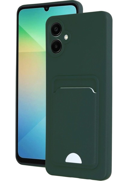 Newface Samsung Galaxy A06 Kılıf Kelvin Kartvizitli Silikon - Koyu Yeşil