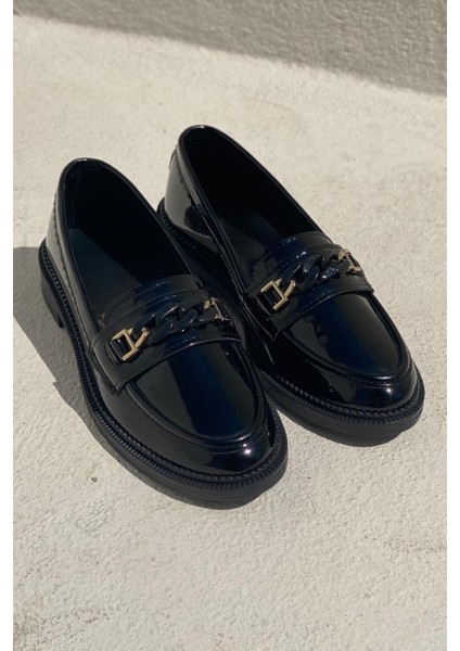 Entra Rugan Siyah Kadın Loafer