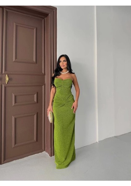 Straplez Simli Uzun Elbise modelleri