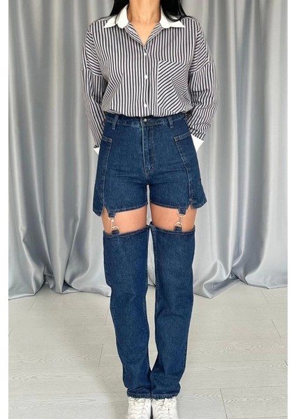 Mavi Askılı Iki Parça Jeans Pantolon modelleri