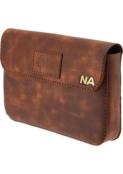 Isme Özel Çıtçıtlı Küçük El Çantası - %100 Rainbow Deri - AC14001 - Kahverengi modelleri