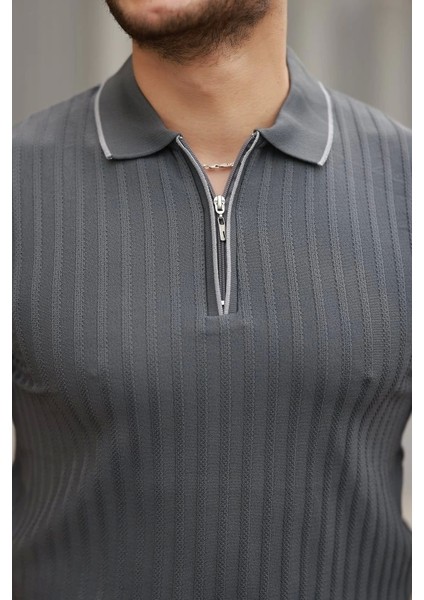 Erkek Fermuarlı Yakalı Kısa Kollu T-Shirt modelleri