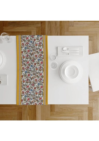 Colorful Flowers Runner 140X45CM Renkli Çiçek, Ince Keten Uluslararası Yıkama ve Solmama Sertifikası fiyatları