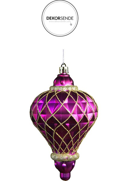 Yılbaşı Süsü Simli Baklava Desenli 2'li Mat Top Fuşya 13 cm fiyatları