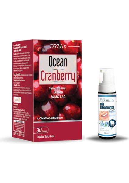 Orzax Ocean Cranberry Turna Yemişi Ekstresi 30 Tablet + Hediye Diş Beyazlatıcı Köpük