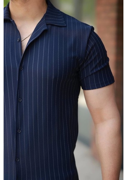 Erkek Kısa Kollu Çizgili Gömlek modelleri