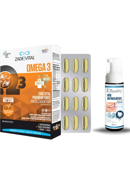 Omega 3 Forte Balık Yağı 40 Yumuşak Kapsül + Hediye Diş Beyazlatıcı Köpük