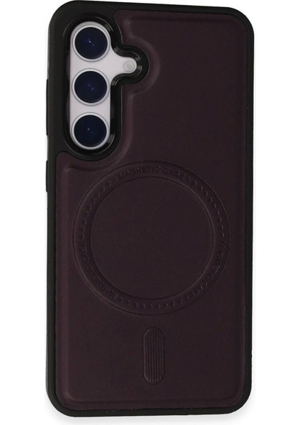 Newface Samsung Galaxy S24 Kılıf Ozzi Magsafe Deri Kapak - Derin Mor