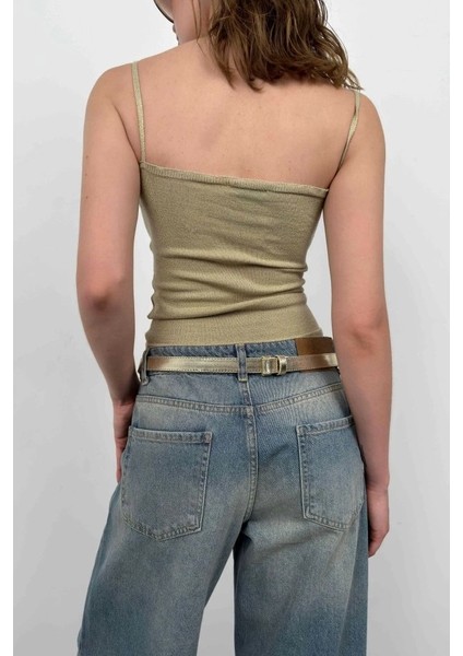 Askı Detay Parlak Triko Bluz fırsatları