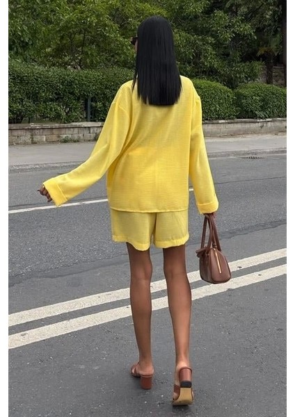 Gömlek ve Şort Flamlı Keten Takım 10130 fırsatları