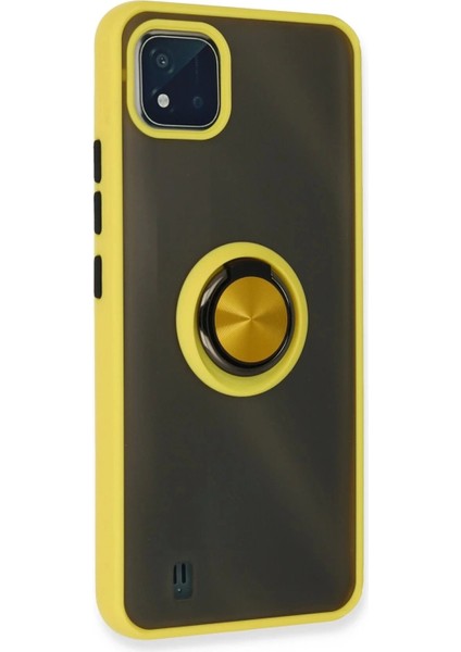 Newface Realme C11 2021 Kılıf Montreal Yüzüklü Silikon Kapak - Sarı modelleri