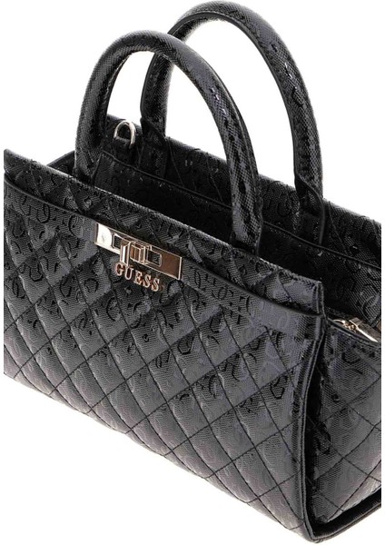 Kadın Kilit Aksesuarlı Kapitone Monogram Desenli El Çantası - Siyah fiyatları