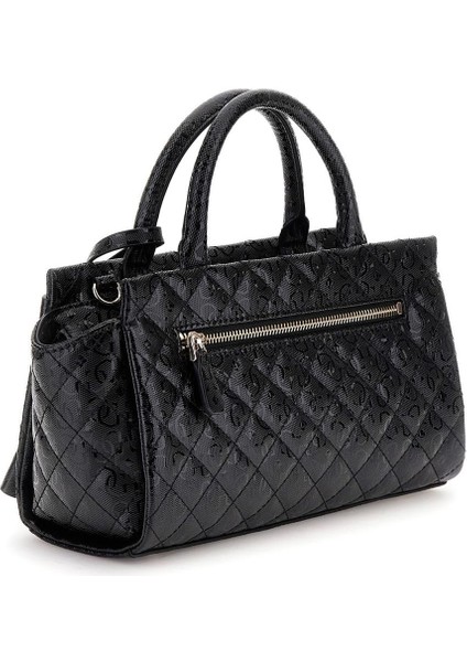 Kadın Kilit Aksesuarlı Kapitone Monogram Desenli El Çantası - Siyah modelleri