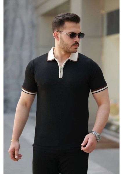 Erkek Renkli Yaka Kısa Kollu Tişört