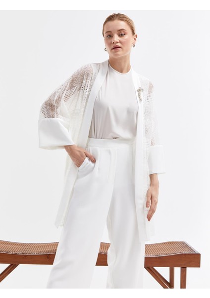 Dantel Ceketli Ikili Takım Ekru fırsatları