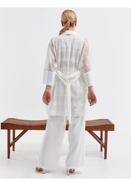 Dantel Ceketli Ikili Takım Ekru
