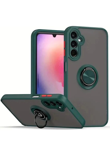 Newface Samsung Galaxy A16 5g Kılıf Montreal Yüzüklü Silikon Kapak - Yeşil