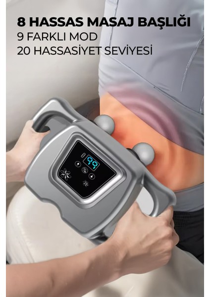8 Başlıklı Şarjlı Isıtmalı Masaj Aleti
