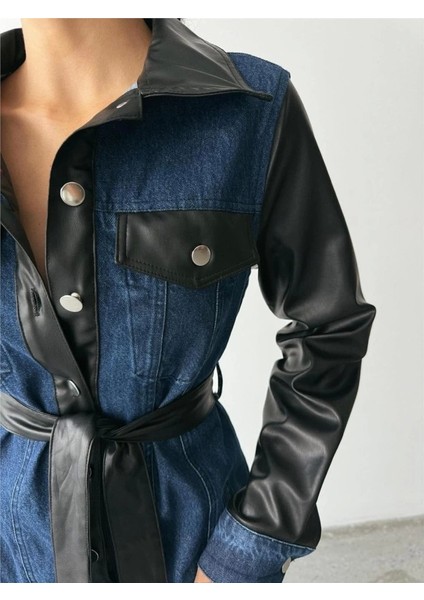 Kot Elbise Uzun Önden Düğmeli - Mavi fırsatları