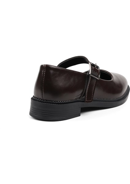 Kadın Kahve Anne Ayakkabısı Tokalı Rugan Kaydırmaz Termo Taban Kısa Topuklu Rahat Günlük indirimleri