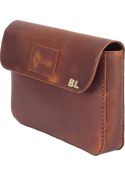 Isme Özel Çıtçıtlı El Çantası - %100 Crazy Deri - AC14002 - Taba indirimleri