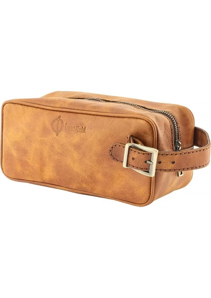 Isme Özel Dopp Kit Kişisel Bakım ve Seyahat Çantası - %100 Rainbow Deri - AC14004 - Camel fırsatları