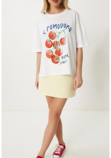 Kadın Oversize Kısa Kollu Baskılı %100 Pamuk T-Shirt fiyatları