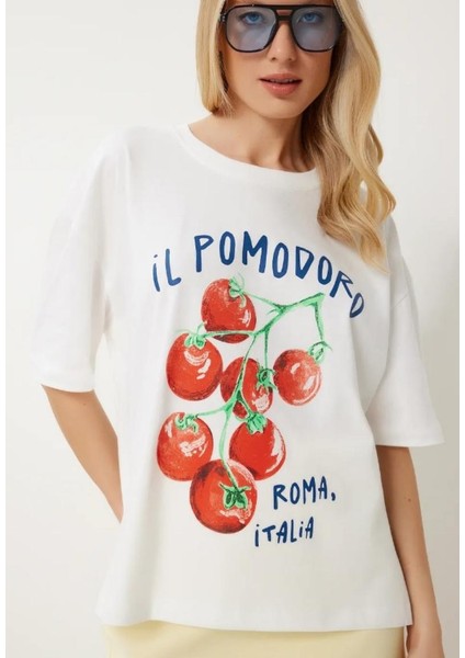 Kadın Oversize Kısa Kollu Baskılı %100 Pamuk T-Shirt modelleri