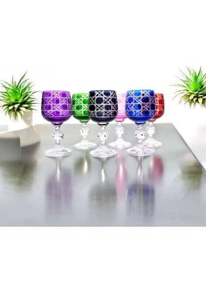6 Parça Renkli Lüks Kristal Ayaklı Kadeh Kahve Yanı Su Bardağı fiyatları