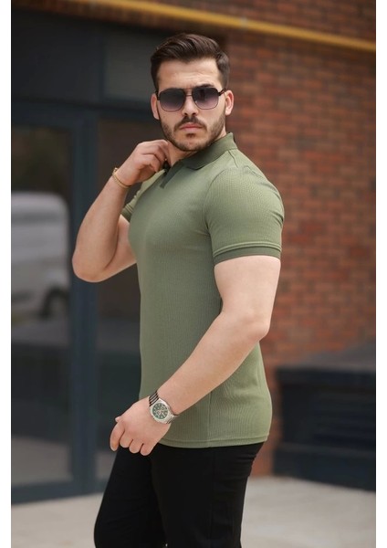 Erkek Yakalı Waffle Dokulu Kısa Kollu Tişört fiyatları