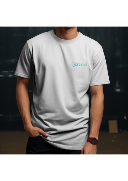 Oversize Beyaz Erkek Denizci Baskılı T-Sahirt %100 Pamuk
