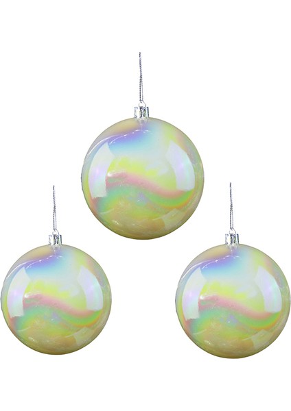 Yılbaşı Süsü Sedefli Yuvarlak 3'lü Top 10 cm