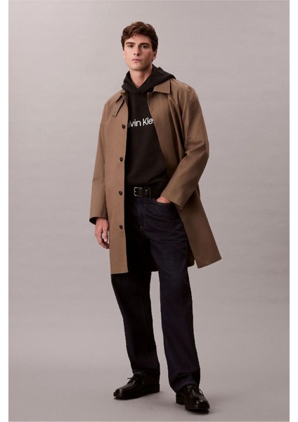 Erkek Rahat Kesim Kapüşonlu Logo Baskılı Sweatshirt - Siyah modelleri