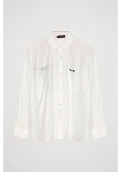 Nakış Detaylı Ekru Kadın Gömlek GML00011 fiyatları