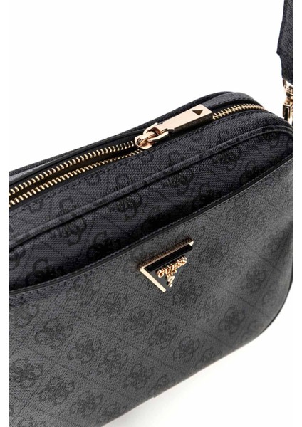 Kadın Monogram Desenli Geniş Askılı Kamera Çantası - Antrasit modelleri