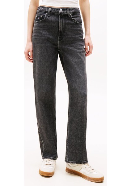 Kadın Layla Yüksek Bel Dar Düz Kesim Jean Pantolon - Eskitme Siyah