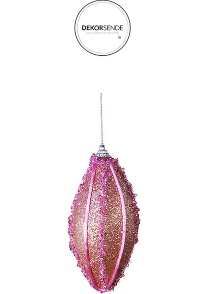 Yılbaşı Süsü Dalgalı Simli Oval 3'lü Top Pembe 11 cm fiyatları