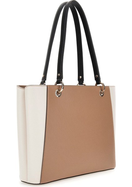 Kadın Renk Bloklu Tote Çanta - Bej modelleri