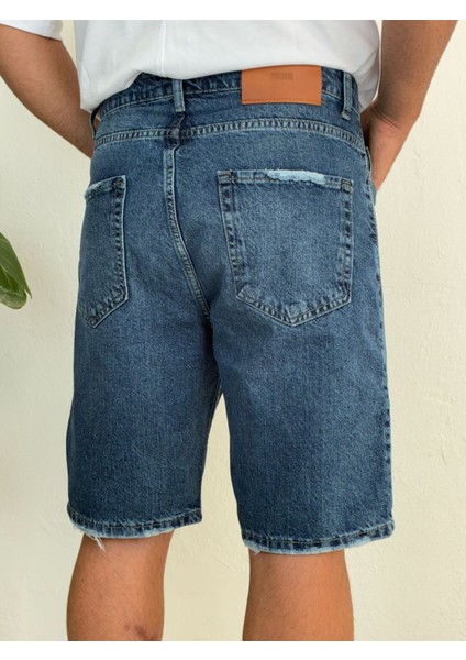 Havlu Yıkama Gri Mavi Fit Likrasız Jean Kot Şort fiyatları