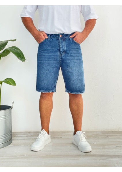 Havlu Yıkama Gri Mavi Fit Likrasız Jean Kot Şort fırsatları