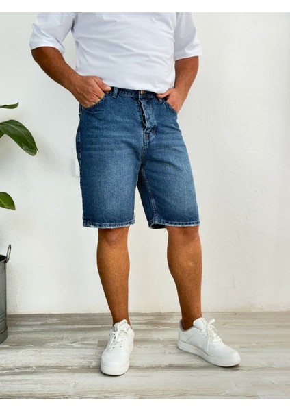 Havlu Yıkama Gri Mavi Fit Likrasız Jean Kot Şort indirimleri