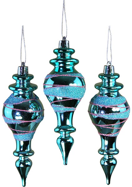 Yılbaşı Süsü Simli Fırıldak 3'lü Top Mavi 14 cm