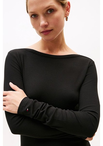 Kadın Dar Kesim Fitilli Eteği Çan Midi Elbise - Siyah fırsatları