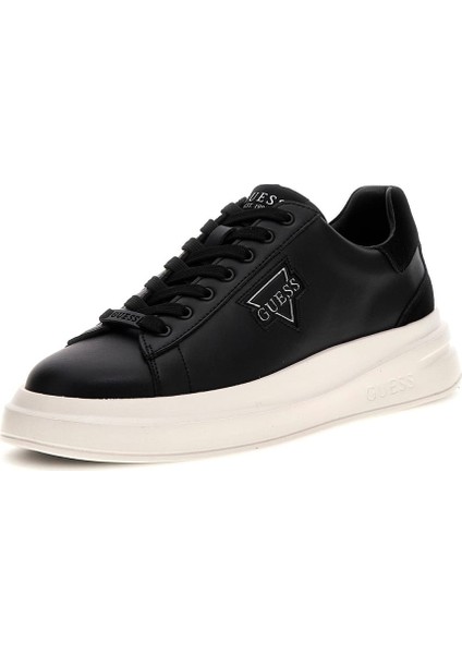 Erkek Elban Deri Kalın Tabanlı Sneaker - Siyah