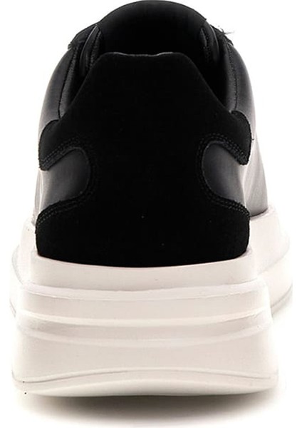 Erkek Elban Deri Kalın Tabanlı Sneaker - Siyah modelleri