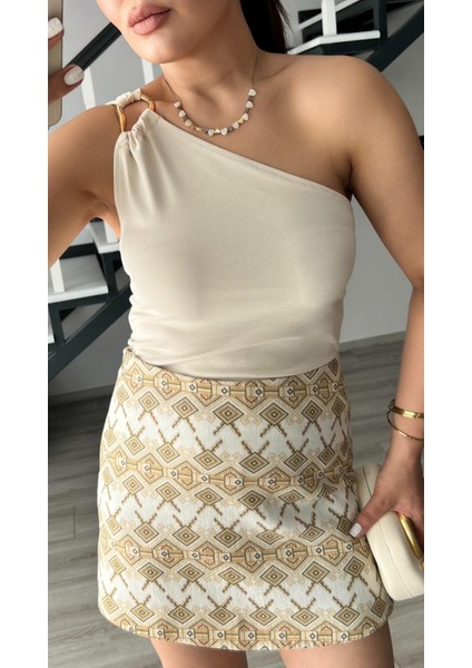 Taş Tek Omuz Aksesuar Detaylı Bluz modelleri